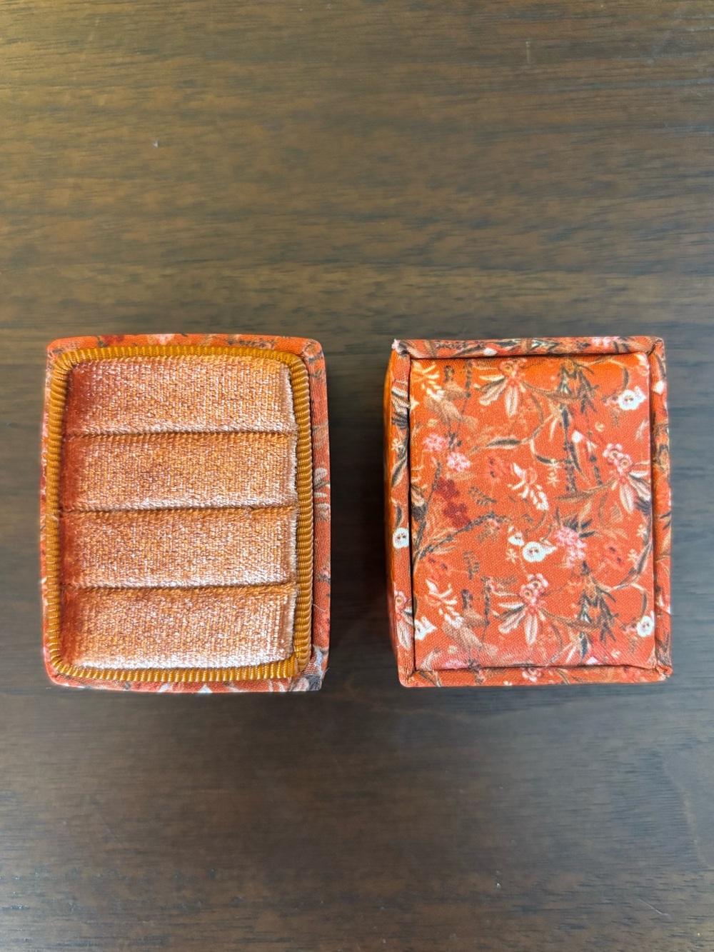 Orange Floral Jewelry Ring Box Set